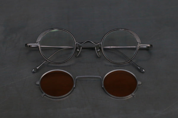 Rigards X ZIGGY CHEN Joint Series RG1008ZC Titanium Double-layer Sunglasses RG-RG1008ZC-GDHTTMGY Antique Gray + Titanium Alloy Retro Transparent + Salmon Lenses